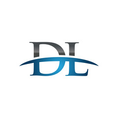 DL initial company swoosh logo blue