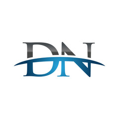 DN initial company swoosh logo blue