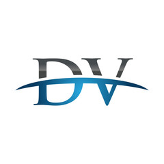 DV initial company swoosh logo blue