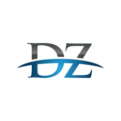 DZ initial company swoosh logo blue