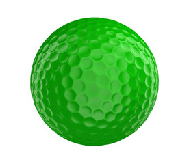 Green golf ball 3D render isolated on a white background