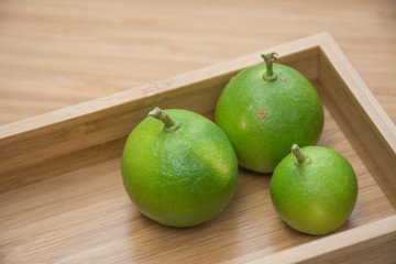 Lemons on wooden box