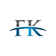 FK initial company swoosh logo blue
