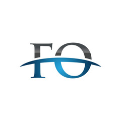 FO initial company swoosh logo blue