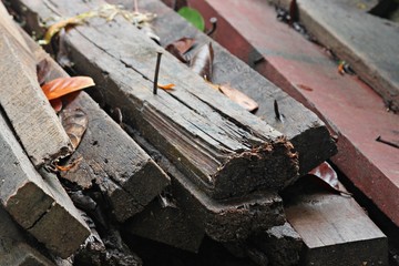 Firewood Pile. Wood Pile. Pile of old wood decay.
