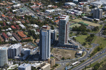 Two highrises in a residential neighbourhood