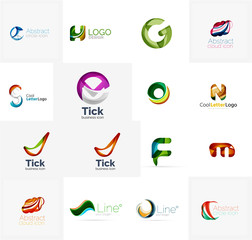 Set of universal company logo ideas, business icon collection