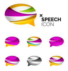 Set of abstract speech bubble and cloud icons, business logotype