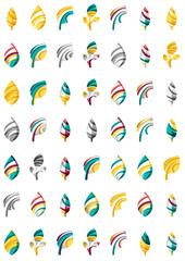 Set of abstract eco leaf icons, business logotype nature