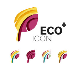 Set of abstract eco leaf icons, business logotype nature