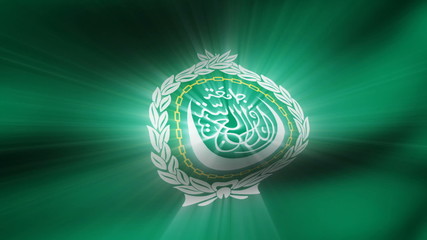 Flag FX0605: Close-up flag of League Arab States ripples in a breeze (Video Loop).