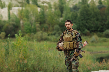 portrait of the special forces ranger on battlefield