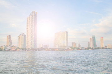 Naklejka premium city building and river