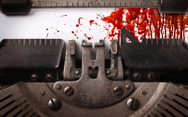 Bloody note - Vintage inscription made by old typewriter