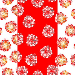 seamless pattern red flowers on a white background.