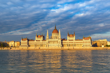 Hungarian Parliament when sunset - Budapest - Hungary