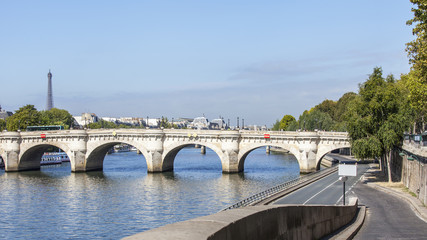 PARIS, FRANCE, on AUGUST 29, 2015. Novy Bridge (fr. Pont Neuf) - the oldest of the remained bridges...