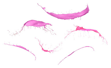 splashes of pink paint isolated on white background