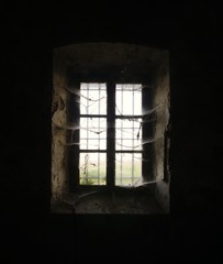 Fototapeta na wymiar old window with cobwebs