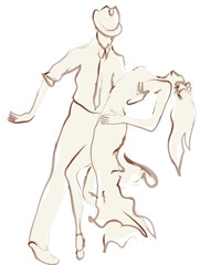 Obraz na płótnie Canvas Man and Woman Dancing Together