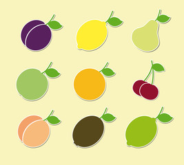 Fototapeta na wymiar Fruits icons, vector