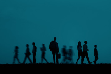 Business People Walking Commuter Rush Hour Concept