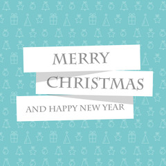 blue christmas card with stickers