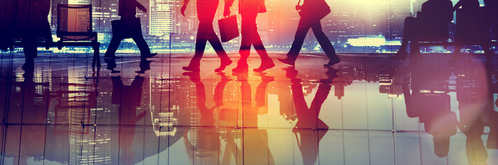 Business People Commuter Walking Cityscape Corporate Concept