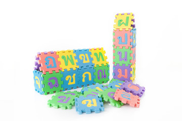 Fototapeta na wymiar Thai alphabet jigsaw puzzle colorful