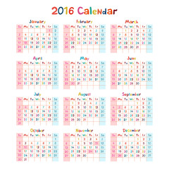 kids hand made calendar on 2016 year