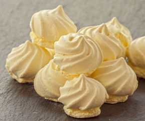 Closeup of meringue cookies.