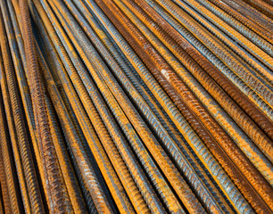 Metal rusty reinforcement bars