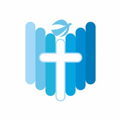 Fototapeta premium Church logo. Cross and dove, Holy spirit