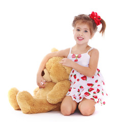 cute little girl with a teddy bear