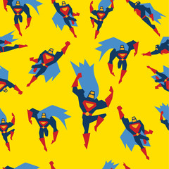 Fototapeta premium Superman Seamless Pattern Vector Illustration