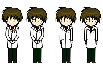 シンプルキャラクター　会話・表情イラスト集　医師Ｂ 男性　謝罪