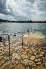 metal rail for descent to water