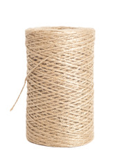Skein of jute twine on white background
