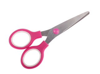 pink scissors on white