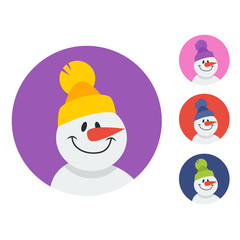 snowman flat icon, set
