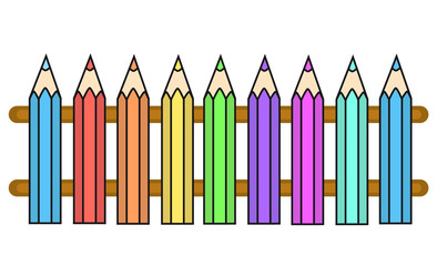 Vector color crayons fence