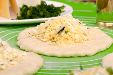 flat cake with cheese stuffing