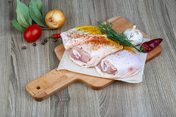 Raw chicken thights