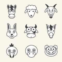 Farm animals icon set