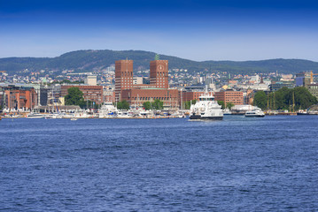 Fototapeta na wymiar View of Oslo Radhuset Norway
