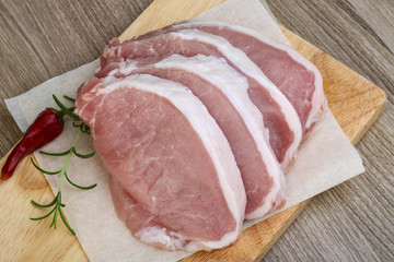 Raw porl steak