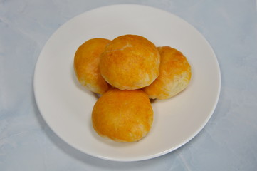 Chinese cake filling sweet bean and salted egg on dish