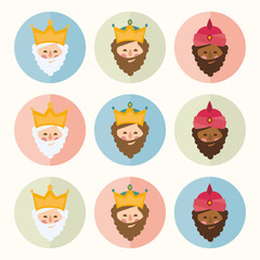 the three kings of orient. icons vector set