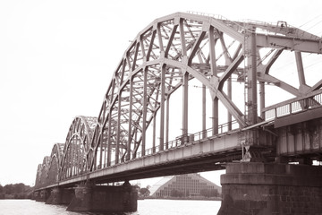 Railway Bridge and Banks of River Daugava, Riga