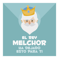 vectorized envelope on a green background. text: king Melchior left this for you.